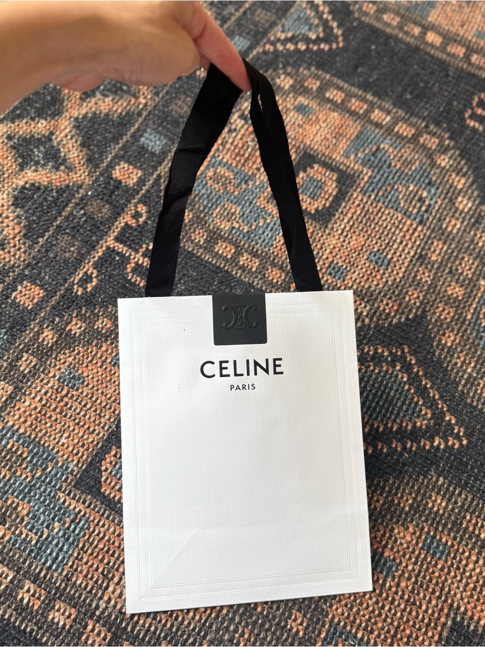 Celine White Medium gift bag with Black Ribbon Handles - Picture 3 of 6